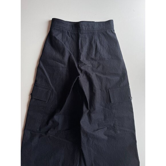 COS Black Cotton Canvas High Rise Wide Leg Cargo Pants, Size 2 - Picture 10 of 15